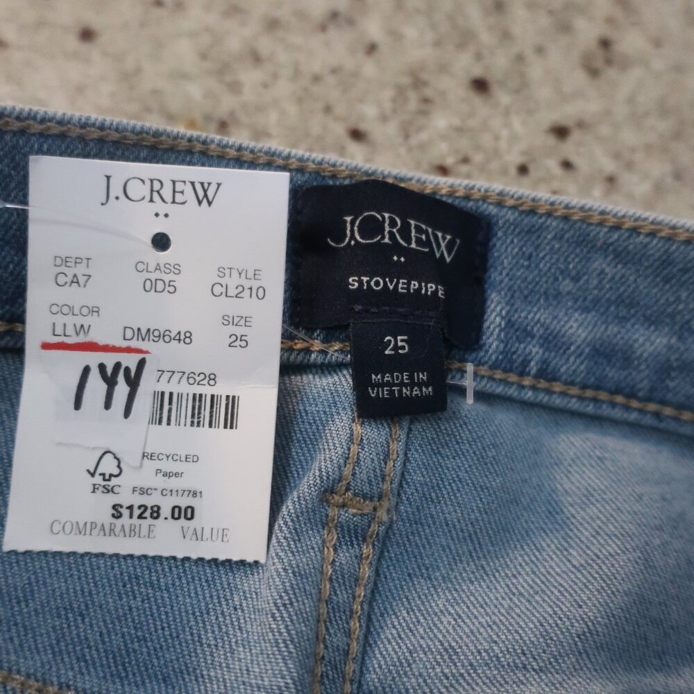 NWT Womens J.Crew Blue (Item-144) Stovepipe Denim Jeans 25 - Picture 13 of 14